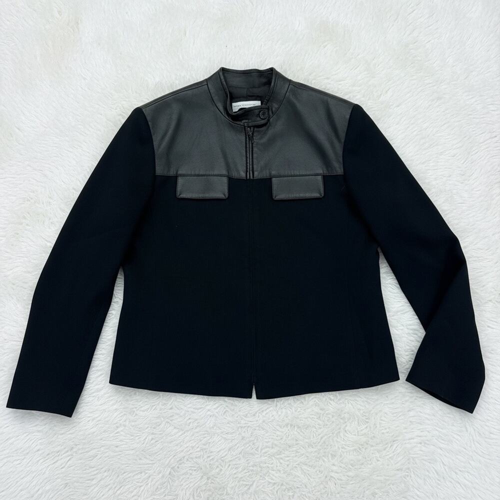 Garfield & Marks Women's Black Faux Leather Trim Full Zip Jacket - Size 12
b87